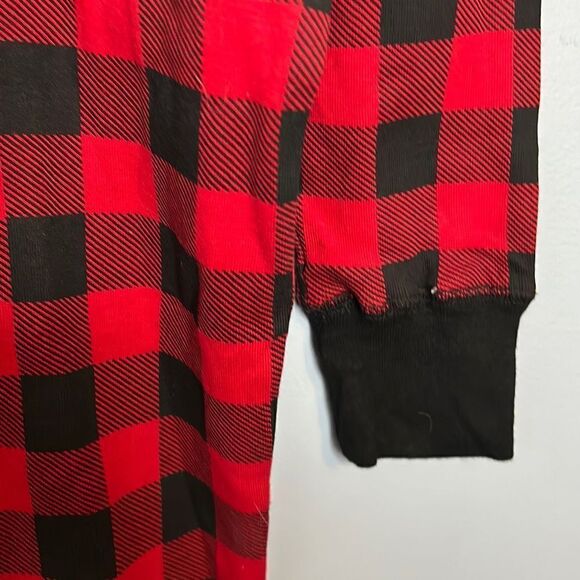 Lazy One Red Black Buffalo Plaid Adult Small onesie Flap Jack Bear Cheeks - Picture 8 of 10